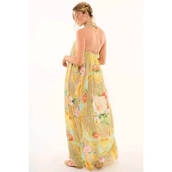 Aratta Silent Journey Birth of Venus Maxi Dress S Pockets India Sleeveless - Picture 10 of 10